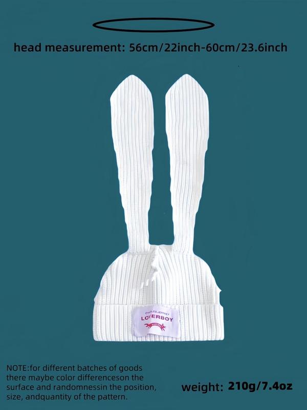 Cute Rabbit Ear Design Beanie Hat, Casual Trendy Knit Hat for Fall & Winter, Fashion Accessories for Both Men & Women