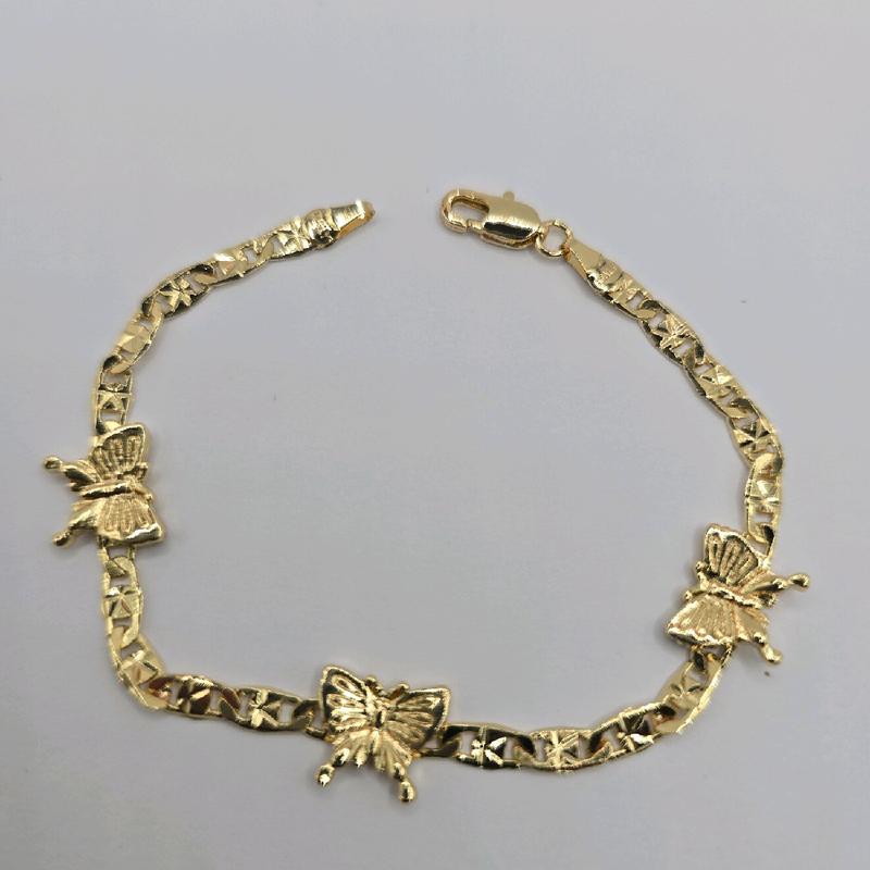 Butterflies Bracelet Gold-Plated 7 Inches Fashion Style - No Fade, No Tarnish