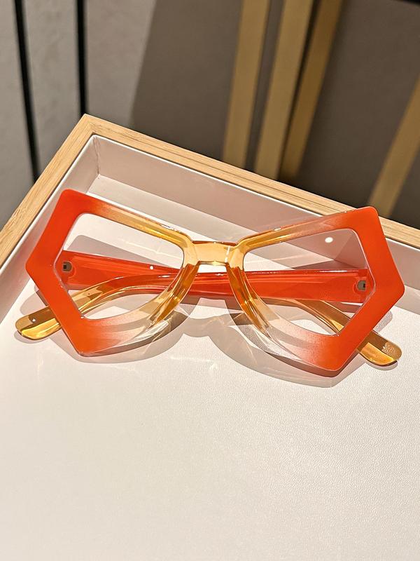 Y2K Geometric Frame Eyeglasses, Trendy Casual Colorblock Eyeglasses for Everyday Use, Fashion Accessories for Outdoor Activities