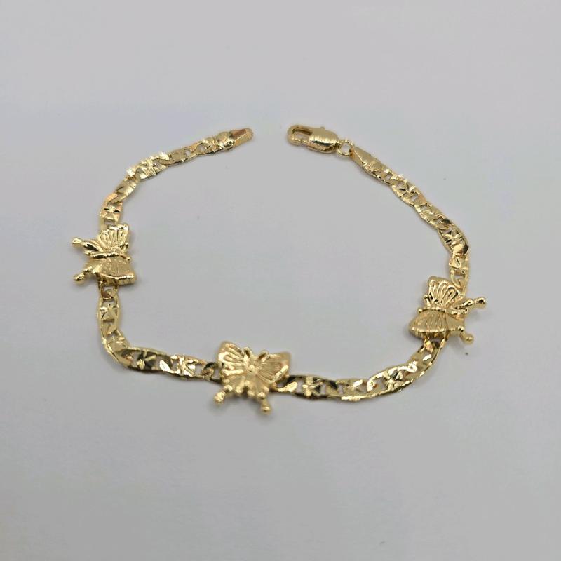 Butterflies Bracelet Gold-Plated 7 Inches Fashion Style - No Fade, No Tarnish