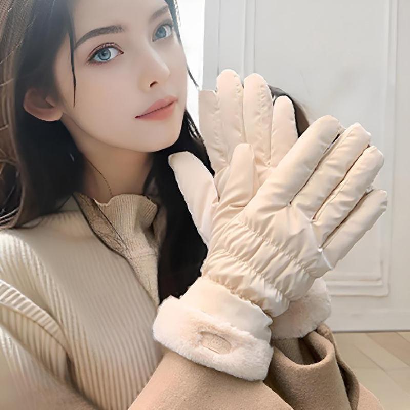 Warm Winter Gloves with Plush Interior, Touch Screen Snow Thickened Cold Weather Sports Gloves, Outdoor Sports Gloves for Women & Men