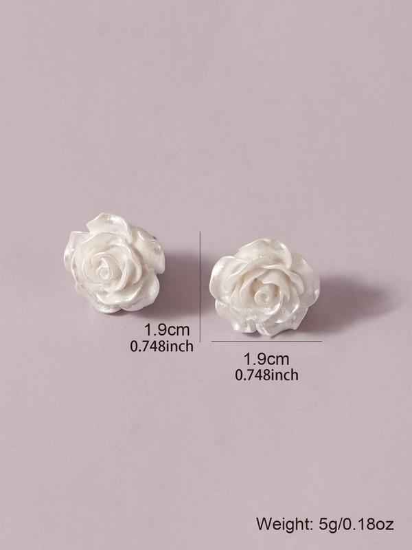 1 Pair Fashionable Elegant Flower Design Stud Earrings, Simple Plain Color Plastic Stud Earrings, Casual Versatile Party Accessories for Women