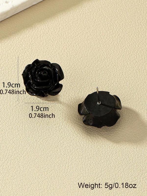 1 Pair Fashionable Elegant Flower Design Stud Earrings, Simple Plain Color Plastic Stud Earrings, Casual Versatile Party Accessories for Women