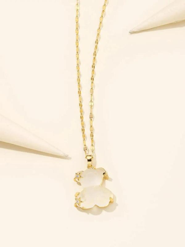 Cute Bear Pendant Necklace for Women & Girls, Summer Fashion Chains Necklace Jewelry for Party, 2024 Trendy All-match & Exquisite Jewelry As Gifts for Girlfriend, Kawaii Women Accessories