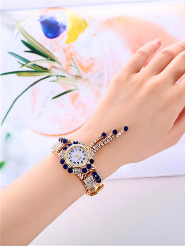 Women's Rhinestone Tassel Bangle Quartz Watch, Exquisite Trendy Wristwatch, Fashionable Watch for Women As Gift