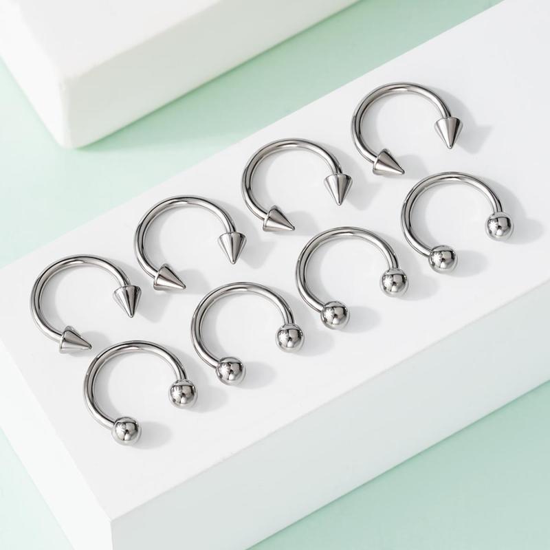 Oufer 8PCS 16G 8 10 12MM Horseshoe Circular Barbell