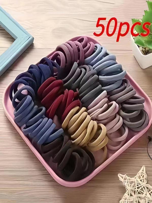 Random Color Simple Plain High Elastic Hair Ties, Casual Versatile Hair Accessories for Women, Minimalist Ponytail Holder for Thick Hair for Daily Use