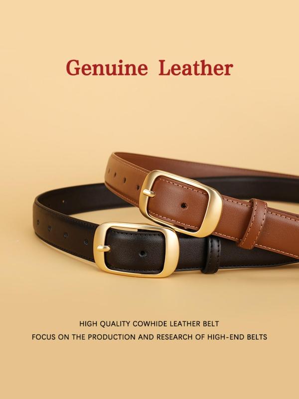 Women's Solid Color Leather Belt, Fashionable Minimalist Belt for Jeans Trousers, Casual Waistband for Daily Use