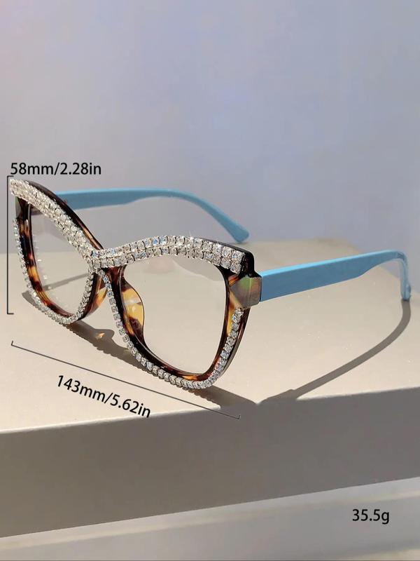 Women's Elegant Rhinestone Decor Cat Eye Frame Eyeglasses, Trendy Vintage Eyeglasses, Chic All-match Eyewear for Daily Use