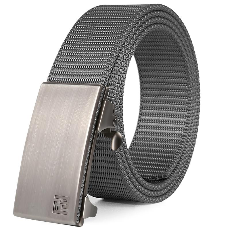 Fairwin 093B Sliver Men's Ratchet Web Belt,1.25 inch Nylon Automatic Buckle Belt, micro-adjustment No Holes Invisible Belt [men belt, belt for men, ratchet belt, golf belt for men, casual belt,web belts for men] tiktok shop trendy belts