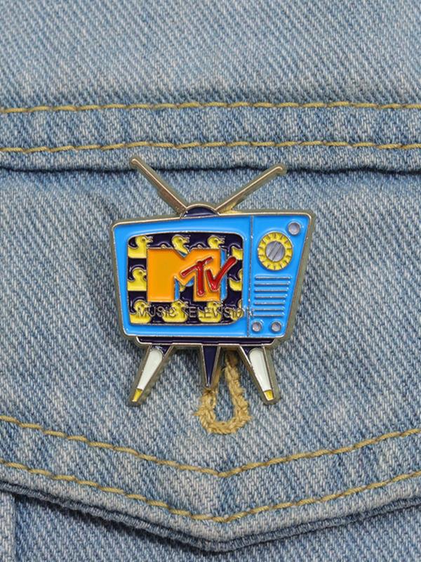 Vintage Television Design Brooch, Cute Retro Television Badge for Backpacks, Jeans, Scarves, Hats Decor, Fashion Accessories for Women & Men