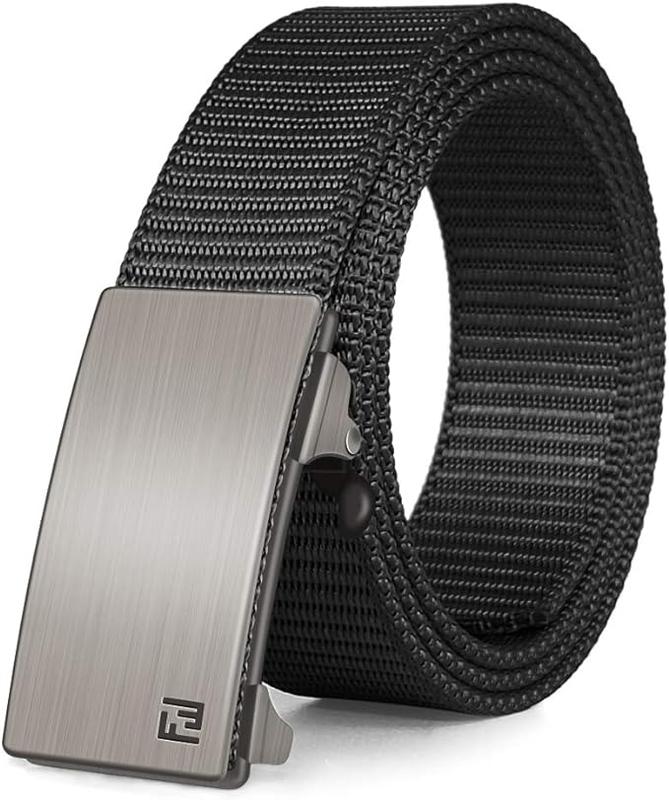 Fairwin 093B Sliver Men's Ratchet Web Belt,1.25 inch Nylon Automatic Buckle Belt, micro-adjustment No Holes Invisible Belt [men belt, belt for men, ratchet belt, golf belt for men, casual belt,web belts for men] tiktok shop trendy belts