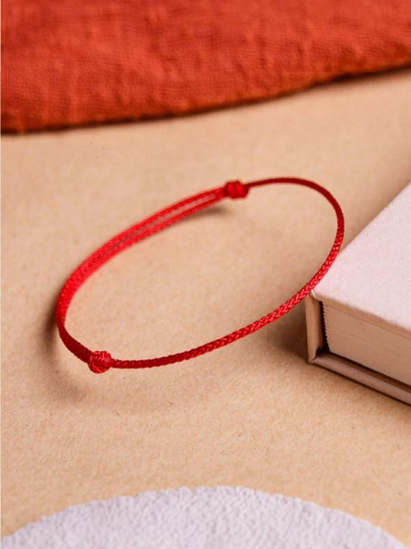 Women's Simple Solid Color Braided Bracelet, Casual Matching Lucky Red Rope Bracelet for Women and Girls, Fashion Accessories Gift, Exquisite Chic Gift for Women and Girls