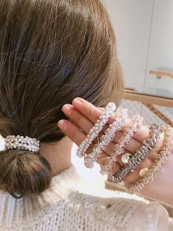 Faux Pearl Decorated Hair Tie (5pcs), Elegant High Stretch Hair Tie for Women & Girls, Cute Hair Accessories for Daily Wear, Creative Headwear Suitable for Thick Hair