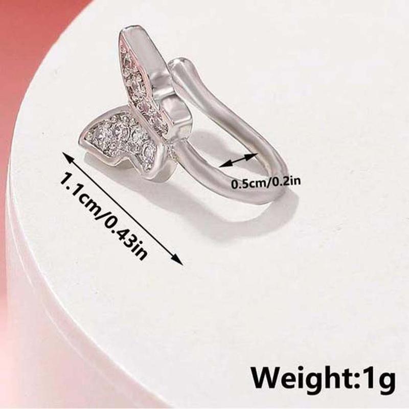 [Limited time offer] Butterfly nose clip without holes with rhinestone decoration, personalized and versatile, fashionable and stylish nose clip