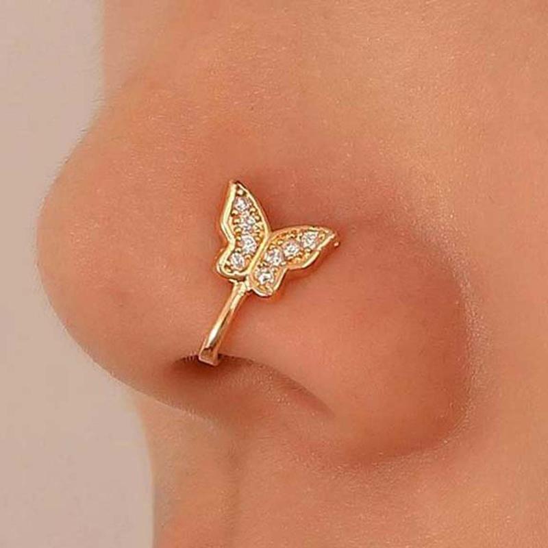 [Limited time offer] Butterfly nose clip without holes with rhinestone decoration, personalized and versatile, fashionable and stylish nose clip