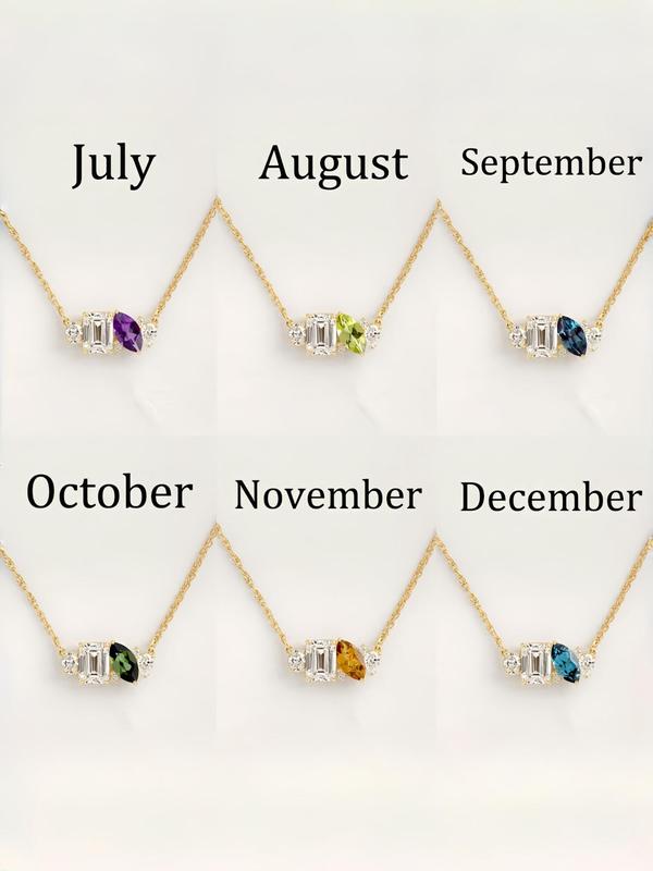 Birthstone Necklace for Women, Fashion Jewelry for Party, Daily Clothing Decor, Trendy All-match & Exquisite Jewelry for Birthday Gift