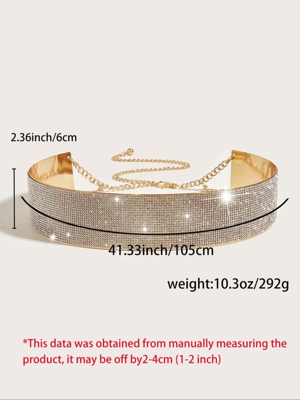 Women's Elegant Rhinestone Decorated Belt, Fashion Chain Belt For Party Evening Formal Occasions