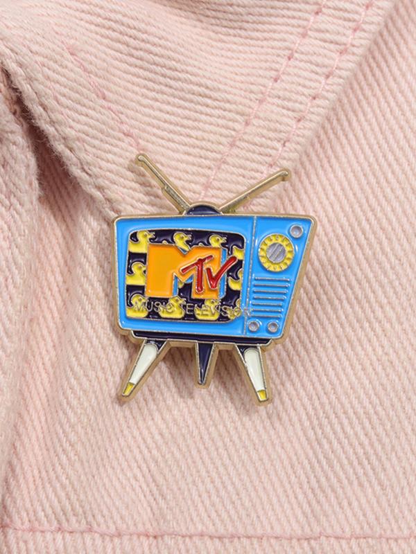 Vintage Television Design Brooch, Cute Retro Television Badge for Backpacks, Jeans, Scarves, Hats Decor, Fashion Accessories for Women & Men