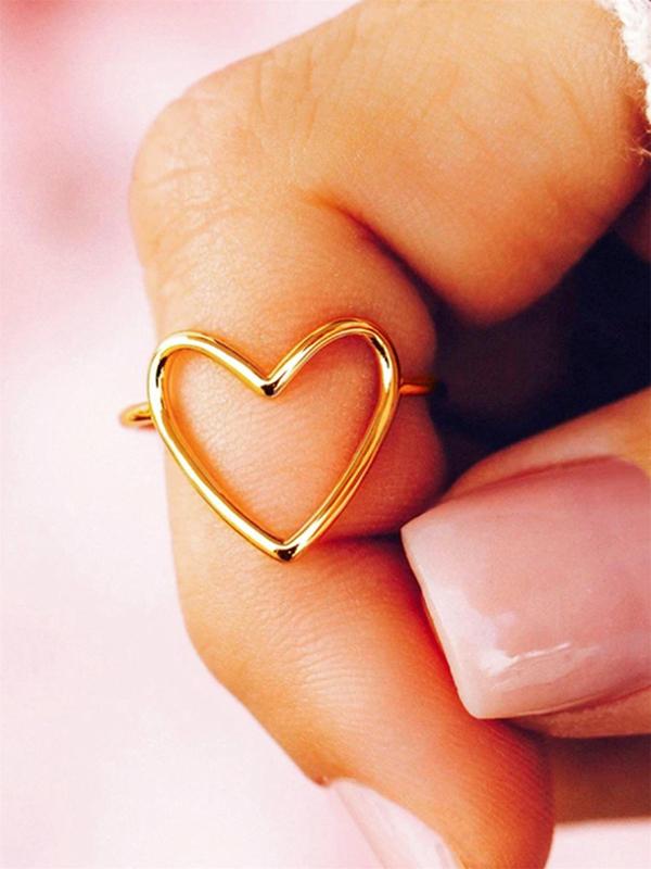 Heart Design Ring, Fashion Accessories for Women & Girls, Trendy All-match & Exquisite Jewelry for Birthday Gift