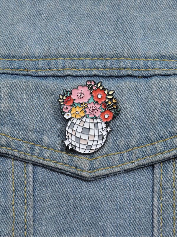 Flower Pot Design Brooch Pin, Cute Flower Brooch for Women & Men, Fashion Brooch for Party, Daily Clothing Decor, Trendy All-match & Exquisite Brooch for Birthday Gift