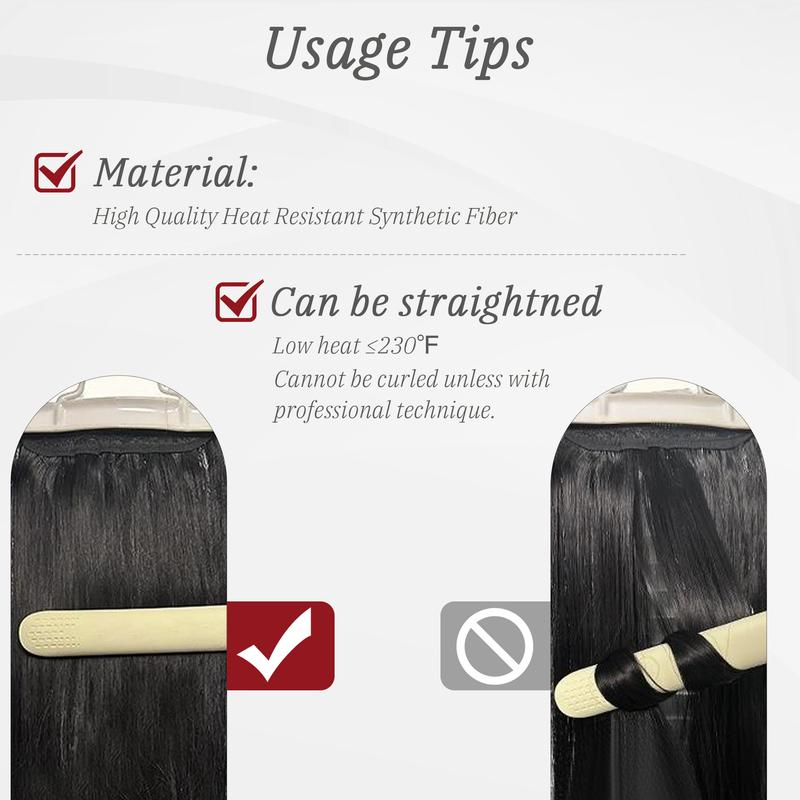 [Qbeauty] Clip- in Synthetic Hair Extensions Long Wavy 4PCS Thick Hairpieces  Double Weft Natural Hair Extensions for WomenNew Upgraded Lace Weft Natural Thick Hairpieces Same Amount Of Full Hair With Lighter Weight wavy hair