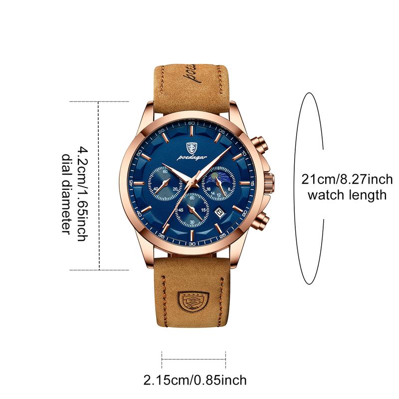 SilverMelody Brand Luxury Men Watch For Man Sports Waterproof Luminous Date Chronograph Leather Men's Watches Quartz Male Clocks