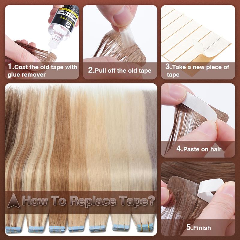 Benehair 20 pieces Tape In Hair Extensions Human Hair Mega Hair Straight Natural Hair Seamless Invisible Double Side Skin Weft human hair