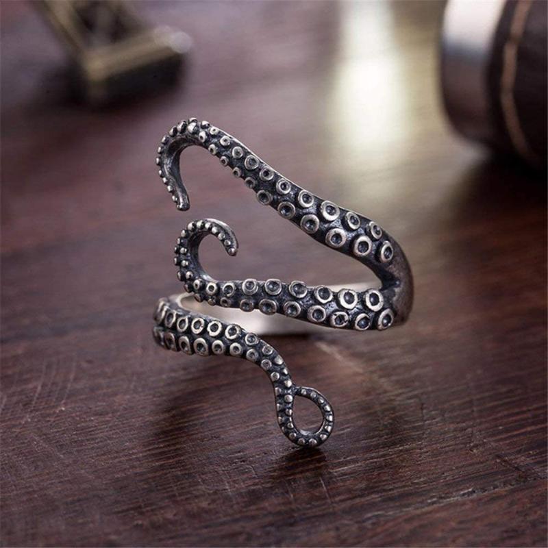 FLORIDECO Vintage Octopus Crochet Tension Ring Adjustable Vintage Rings for Men Women Jewelry Gifts