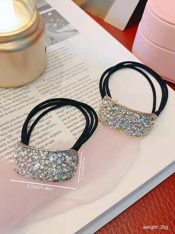 Rhinestone Decorated Hair Tie, Elegant High Stretch Hair Tie for Women & Girls, Fashion Hair Accessories for Party, Daily Clothing Decor