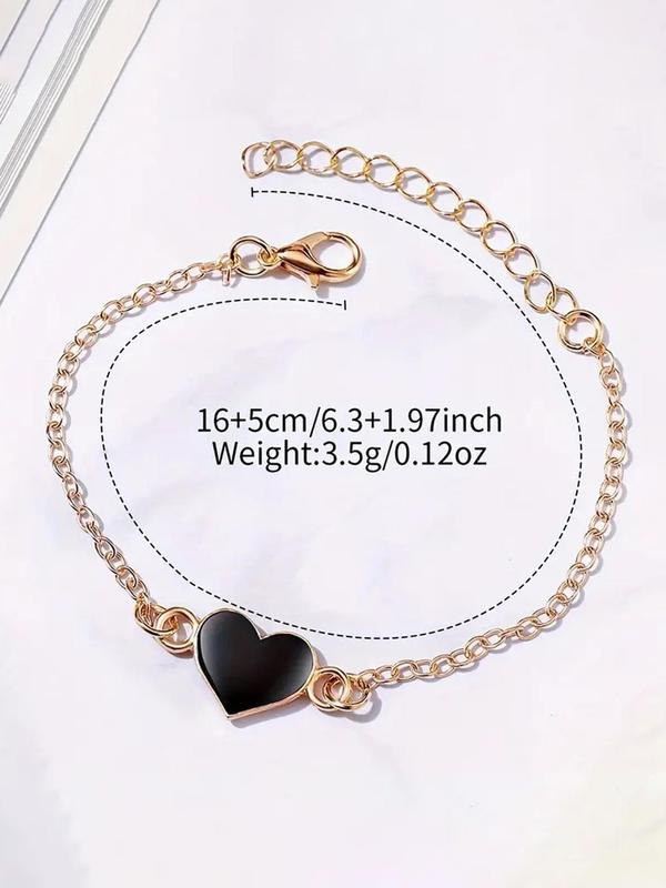 Women's Elegant Square Dial Quartz Watch & Heart Design Bracelet, Exquisite Trendy Wristwatch & Matching Bracelet, Fashionable Watch Set As Gift