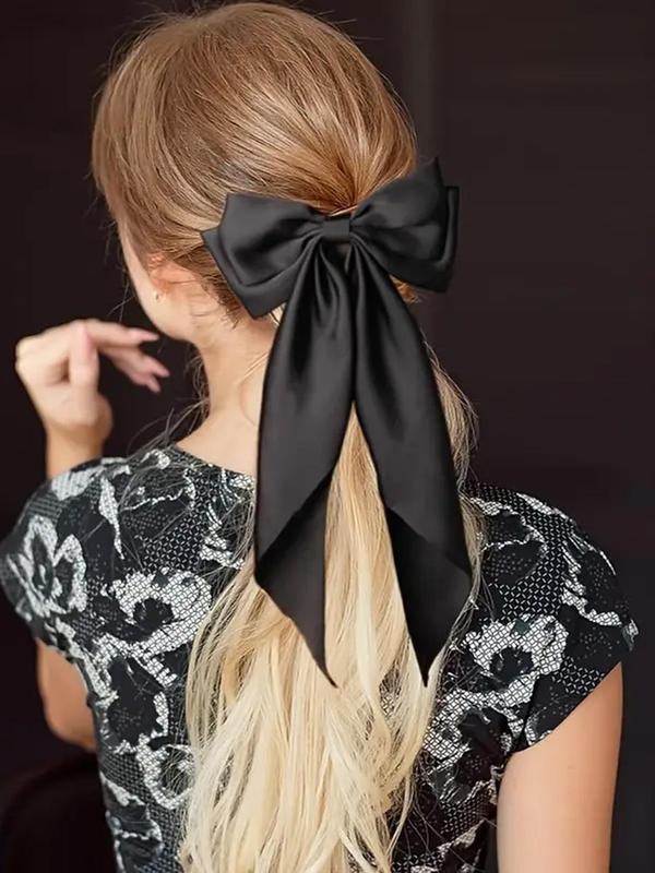 Women's Elegant Trendy Tiered Layered Bowknot Decorated Hair Clips, Plain Large Size French Hair Clips, Summer Fashionable Hair Accessories For Party & Daily Use, Fall Outfits, Fall Freshness