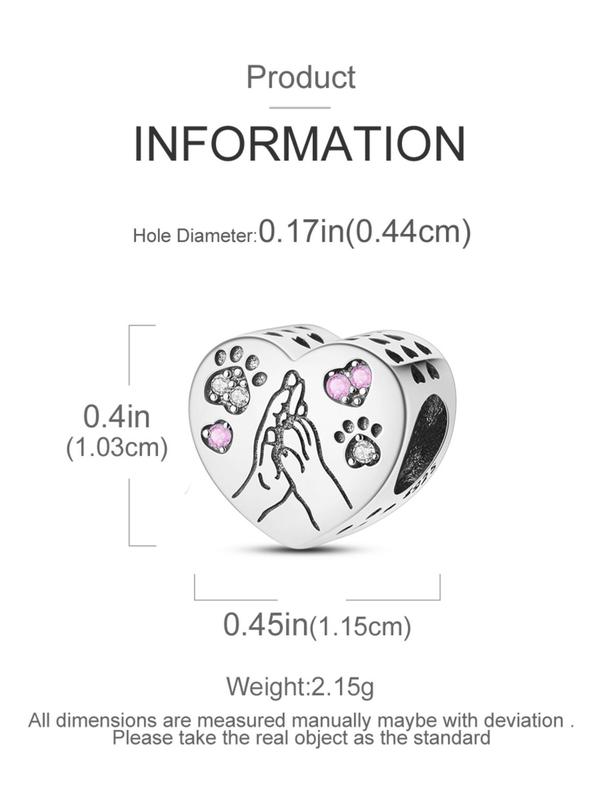 Cute Paw & Heart Design Charm, Fashionable Jewelry Accessories for Women & Girls, DIY Jewelry Making Supplies for Bracelet & Necklace