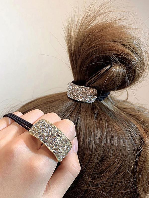 Rhinestone Decorated Hair Tie, Elegant High Stretch Hair Tie for Women & Girls, Fashion Hair Accessories for Party, Daily Clothing Decor