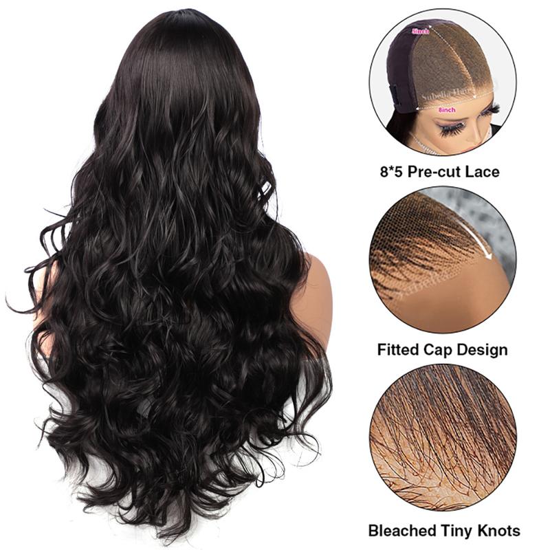 Subella Hair Ocean Wave Glueless Ready and Go Wigs 200% Density Pre Cut 8x5 HD Lace Body Wave Wig Wear and Go Pre Bleached Knots Human Hair Wigs Beginner Friendly hd transparent