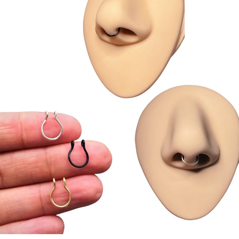 Faux Septum Nose Ring Clip-on  Handmade  22-20 Gauge 5mm-10mm Sizes