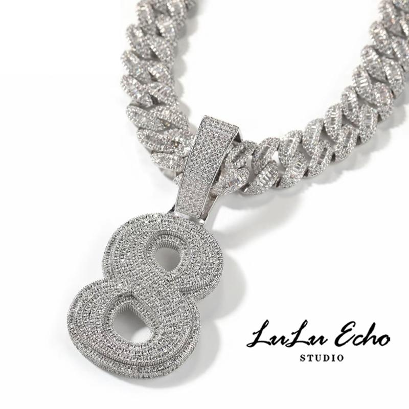 LuLuEcho Large Number Zirconia Hip Hop Pendant For DIY Couple