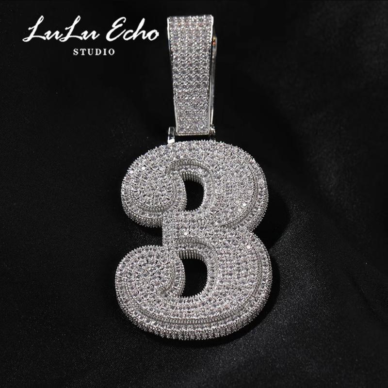 LuLuEcho Large Number Zirconia Hip Hop Pendant For DIY Couple