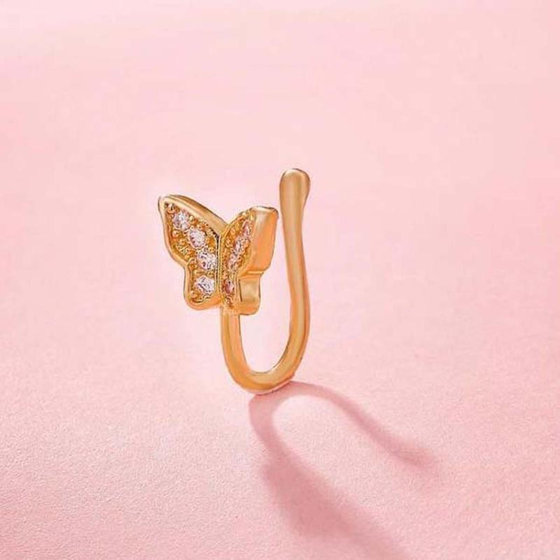 [Limited time offer] Butterfly nose clip without holes with rhinestone decoration, personalized and versatile, fashionable and stylish nose clip