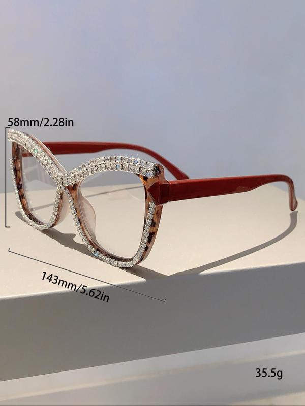 Women's Elegant Rhinestone Decor Cat Eye Frame Eyeglasses, Trendy Vintage Eyeglasses, Chic All-match Eyewear for Daily Use