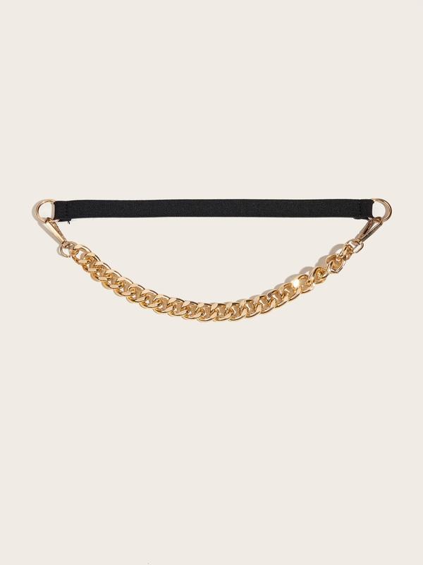 Women's Triple Chain Decor Tape Belt, Fashion Waist Belt For Dresses