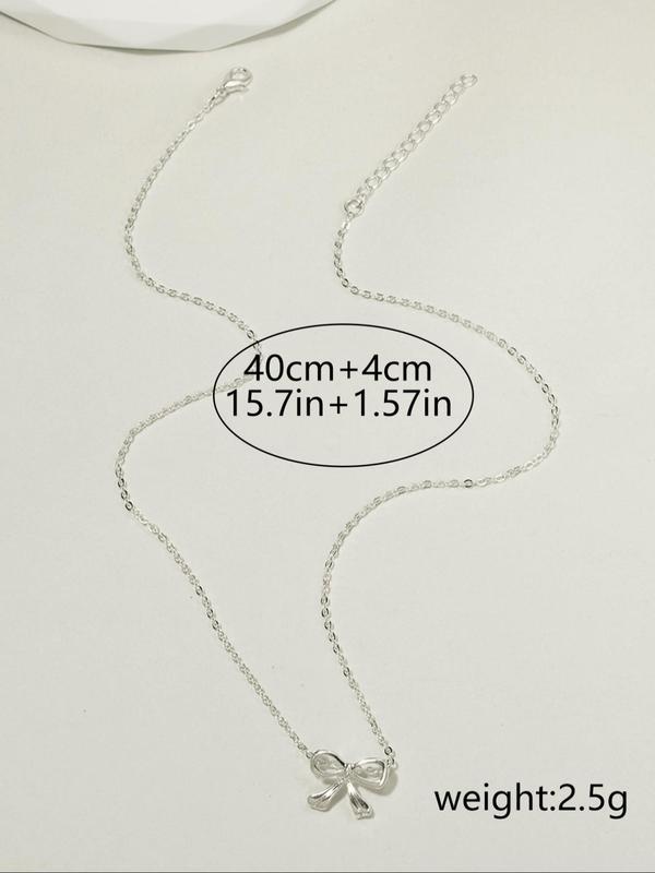 Elegant Bowknot Design Pendant Necklaces for Women, Minimalist Trendy Pendant Necklace, Summer Chic Vintage 90s Jewelry As Gift for Girlfriend for Fall 2024, 90s Minimalism