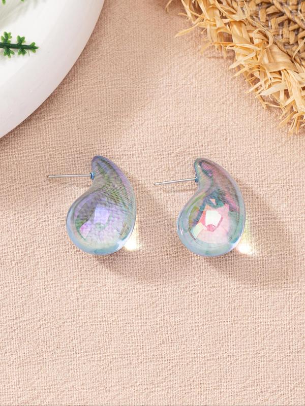 Minimalist Temperament Water Drop Shaped Acrylic Hoop Earrings, Fashionable Jewelry for Women, Daily Clothing Decor, Trendy All-match & Exquisite Jewelry for Birthday Gift