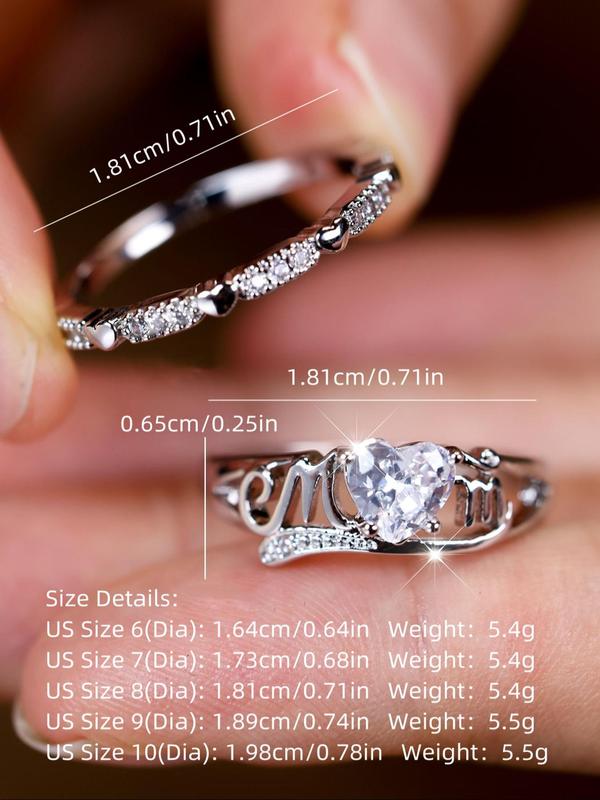 Heart & Letter Decor Hollow Out Design Ring, with Rhinestone Decor Ring for Women, Fashion Jewelry for Party, Daily Decor, Trendy All-match & Exquisite Jewelry for Gift