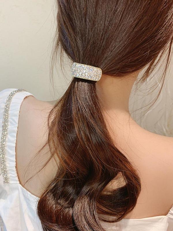 Rhinestone Decorated Hair Tie, Elegant High Stretch Hair Tie for Women & Girls, Fashion Hair Accessories for Party, Daily Clothing Decor