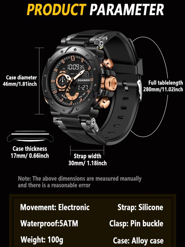 Men's Sportive Digital Analog Quartz Watch As Gifts, Calendrier Digital Watches for Men, Trendy Watch for Daily Use As Gift with Box