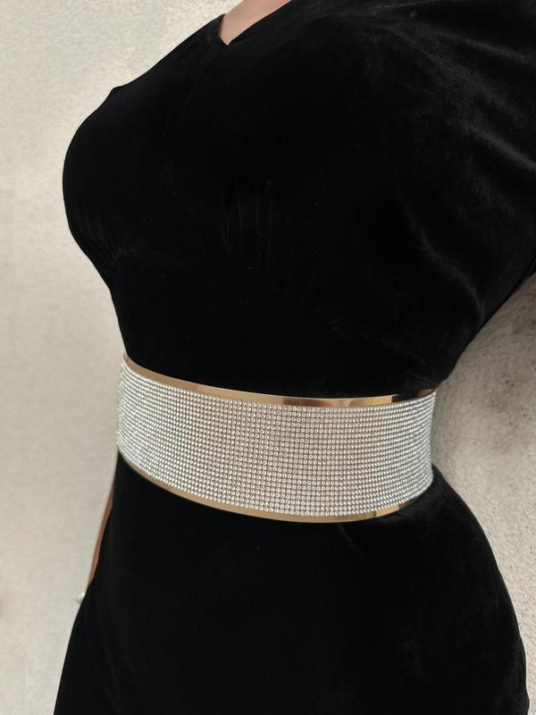 Women's Elegant Rhinestone Decorated Belt, Fashion Chain Belt For Party Evening Formal Occasions