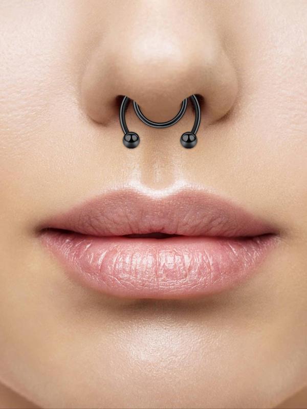 Fashionable Fake Septum Nose Rings Set, Non Piercing Clip on Nose Rings, Non-piercing Jewelry for Women & Men, Festival Decoration, Birthday Gift