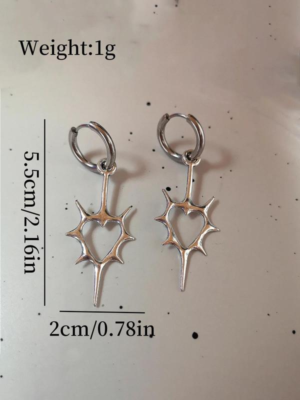 Punk Style Star & Heart Design Ear Cuff & Dangle Earrings, Fashion Jewelry for Party, Daily Clothing Decor, Trendy All-match & Exquisite Jewelry for Birthday Gift