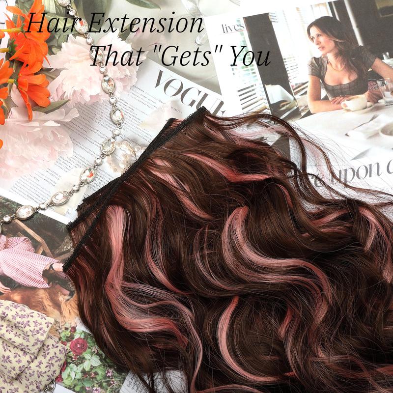 [Qbeauty] Clip- in Synthetic Hair Extensions Long Wavy 4PCS Thick Hairpieces  Double Weft Natural Hair Extensions for WomenNew Upgraded Lace Weft Natural Thick Hairpieces Same Amount Of Full Hair With Lighter Weight wavy hair